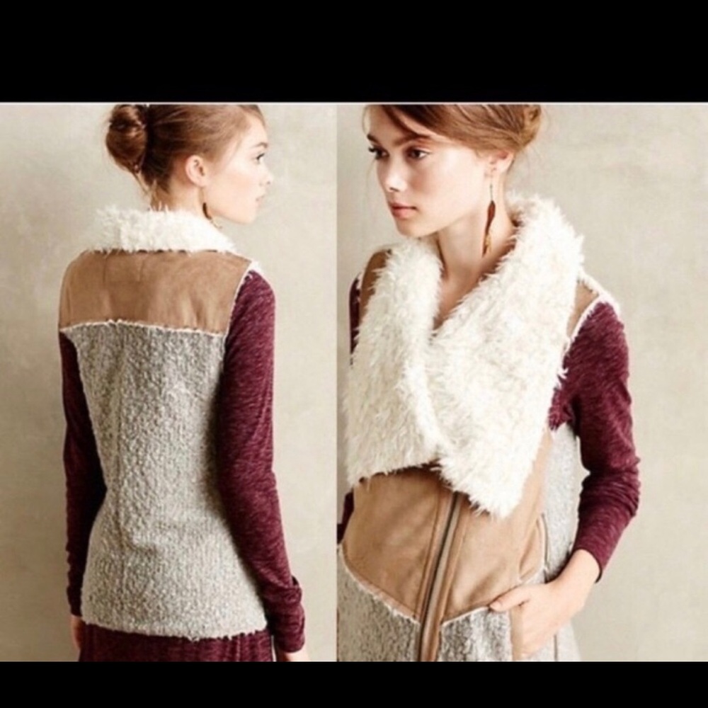 Anthropologie Sherpa Moto Vest
